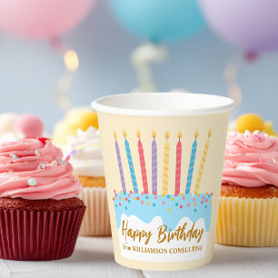 Gobelets En Papier Gâteau d'anniversaire Chic personnalisé pour la fê