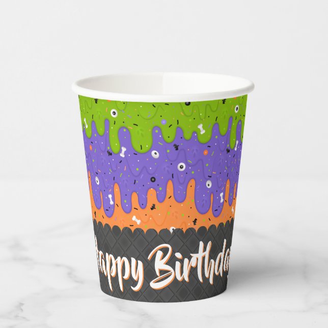 Gobelets En Papier Gâteau de glace d'Halloween d'anniversaire (Gauche)