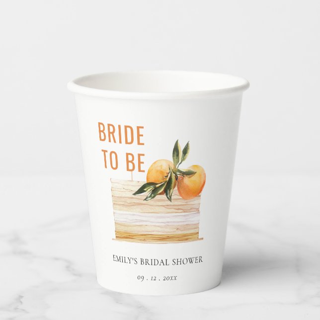 Gobelets En Papier Gâteau de mariage élégant mignon boho orange fruit (Recto)