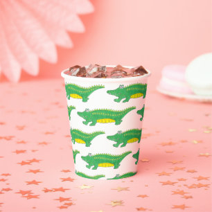 Gobelets En Papier Gator vert jaune Alligator Crocodile Croc Animal
