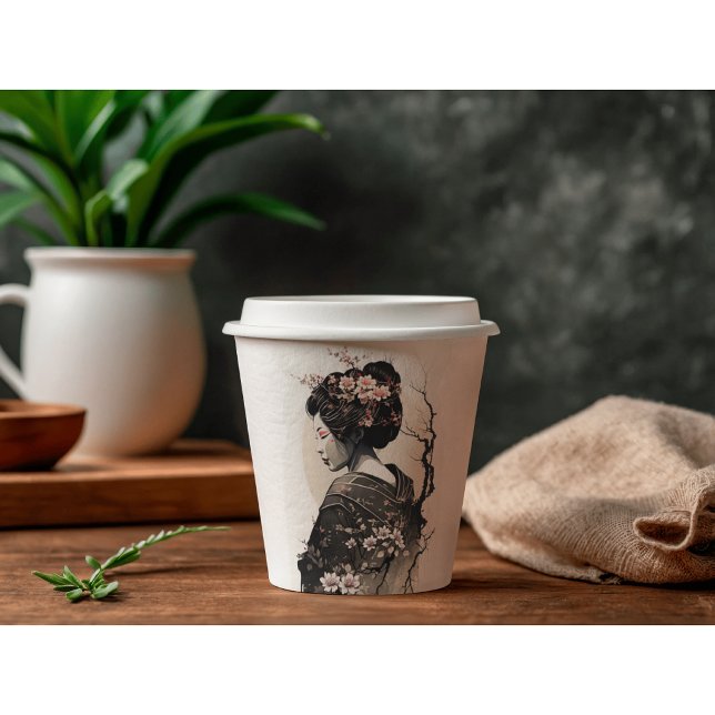 Gobelets En Papier Geisha japonaise gracieuse - (Créateur téléchargé)