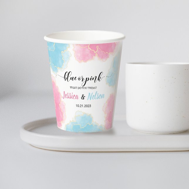 Gobelets En Papier Genre révéler bleu ou rose baby shower tasse de pa (Créateur téléchargé)