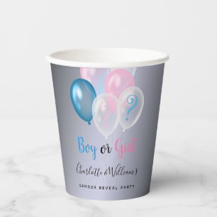 Gobelets En Papier Genre révéler la fête garçon fille bleu rose argen