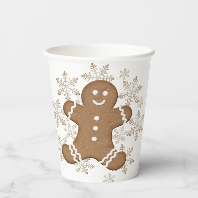 Gobelets En Papier Gingerbread glacé Homme et flocon de neige Cookies (Verso)
