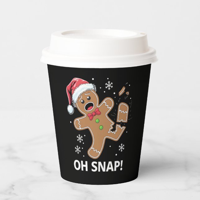 Gobelets En Papier Gingerbread Man Oh Snap Christmas Funny Cookie (Recto)