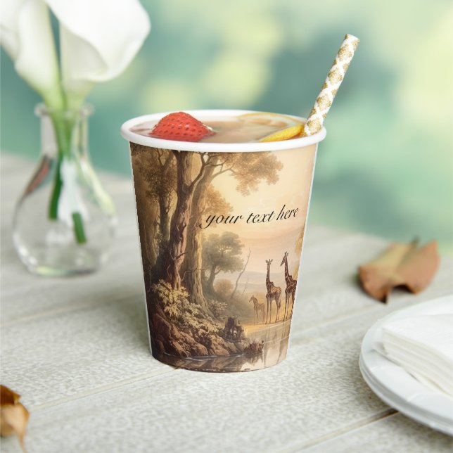 Gobelets En Papier girafes botaniques vintages, personnalisables (Insitu)