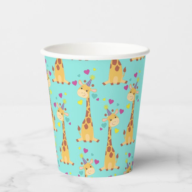 Gobelets En Papier Giraffe Anniversaire de enfant Party Coupes de pap (Recto)