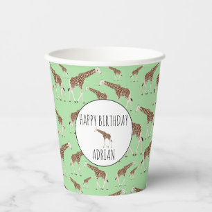 Gobelets En Papier Giraffe Jungle Safari fête d'anniversaire animal