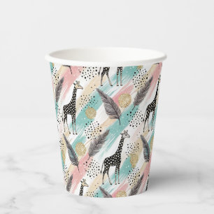 Gobelets En Papier Giraffe Whimsical Polka Dot Motif - Pastel