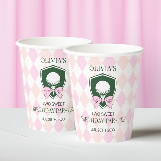 Gobelets En Papier Girl Pink Golf Two Sweet 2nd Birthday Party (Girl Pink Golf Two Sweet 2nd Birthday Party Paper Cups)