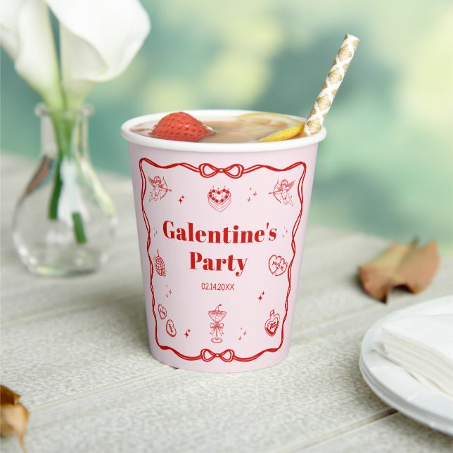 Gobelets En Papier Girly Red Coquette Galentine's Party (Insitu)