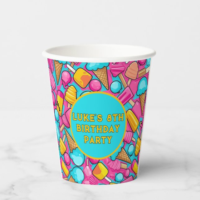 GOBELETS EN PAPIER " GLACE CRÈME ET POPSICLES PAPIER PLAQUES " (Recto)