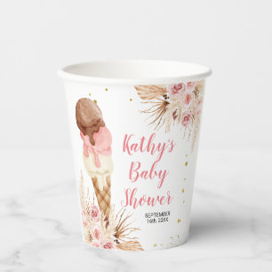 Gobelets En Papier Glaces Boho Pampas Grass Blanc Tasses de papier bl