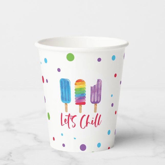 Gobelets En Papier Glaçons arc-en-ciel Faisons une pause Anniversaire (Recto)
