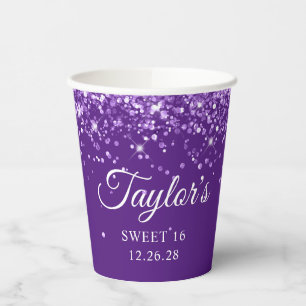 Gobelets En Papier Glitterie Royal Purple Sweet 16