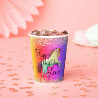 Gobelets En Papier Glittery Rainbow Unicorn Anniversaire