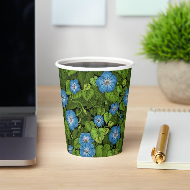 Gobelets En Papier Gloire du matin en bleu et vert (Insitu)