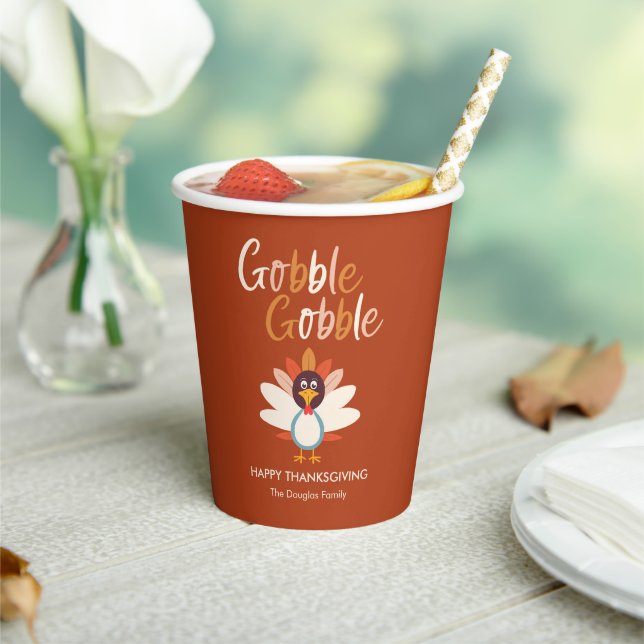 Gobelets En Papier Gobble Gobble Turquie Thanksgiving Party Paper Cup (Insitu)