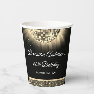 Gobelets En Papier Gold 60th Birthday Party 70's Disco Ball