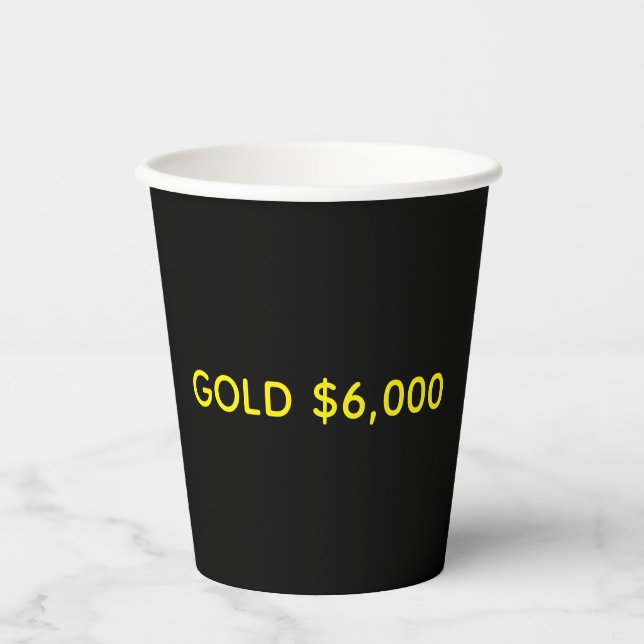 Gobelets En Papier Gold $6,000 Market Celebration (Recto)