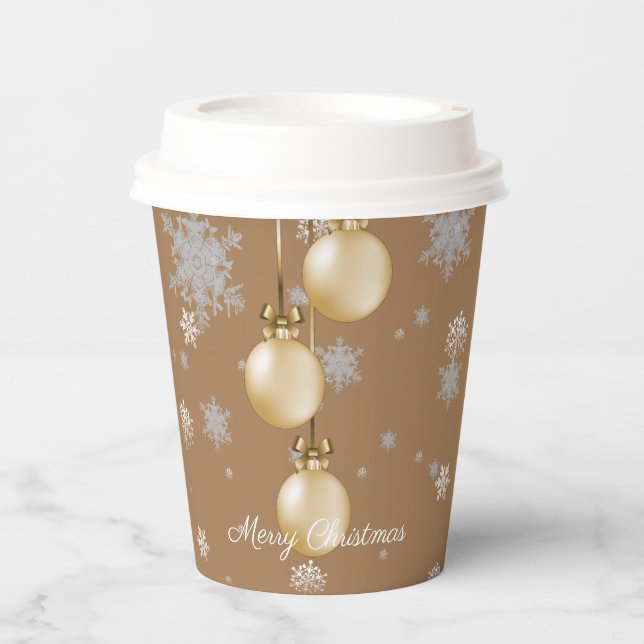 Gobelets En Papier Gold Christmas Ornamy Paper Cup (Recto)