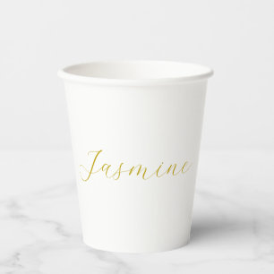 Gobelets En Papier Gold Color Calligraphy Professional Nom personnali