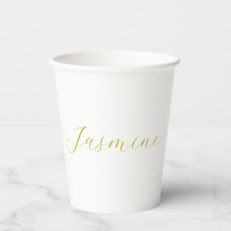 Gobelets En Papier Gold Color Calligraphy Professional Nom personnali