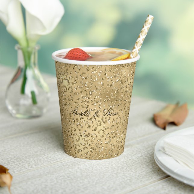 Gobelets En Papier Gold Glam Glitzy Parties scintillant Empreinte de  (Insitu)