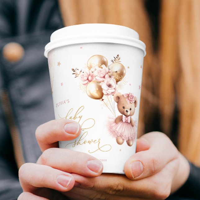 Gobelets En Papier Gold Rose Girl Baby shower Nous Pouvons Attendre (Créateur téléchargé)