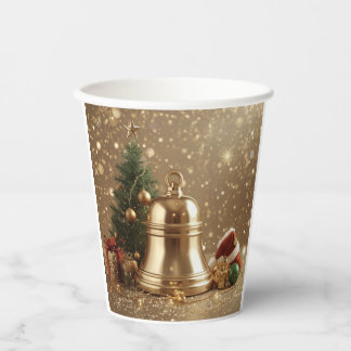 Gobelets En Papier Golden Christmas Bell Paper Cup Design