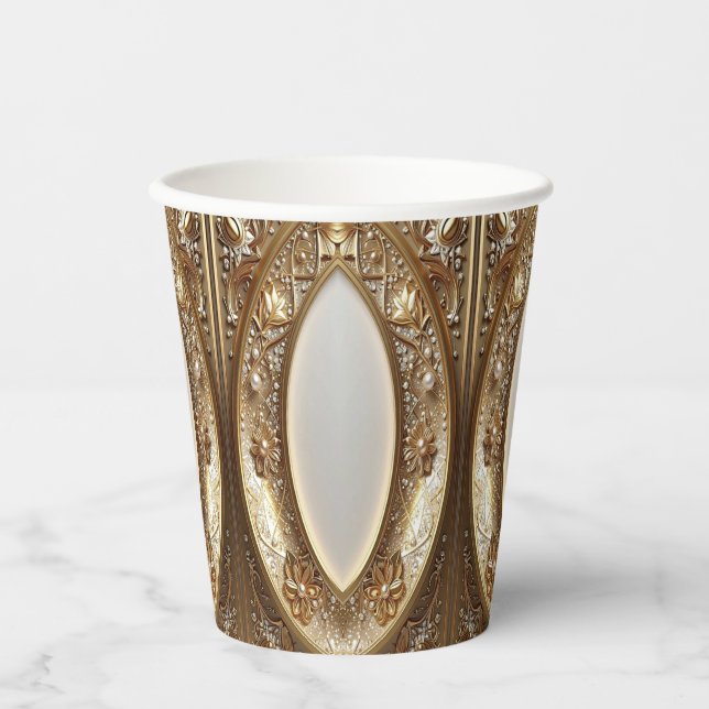 Gobelets En Papier Golden Ornate Paper Cups (Recto)