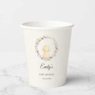 Gobelets En Papier Golden Retriever Baby Shower Aquarelle Fleur Sauva