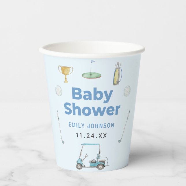 Gobelets En Papier Golf Boy Baby shower (Recto)