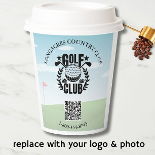 Gobelets En Papier Golf Club League Photo Logo personnalisé Code QR
