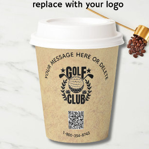Gobelets En Papier Golf Club League Regarder texturé logo QR Code