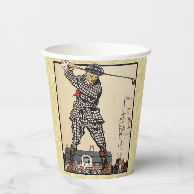 Gobelets En Papier Golf Golfer Vintage Golf antique (Recto)