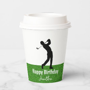 Gobelets En Papier Golfer Party Coupes de papier d'anniversaire vert