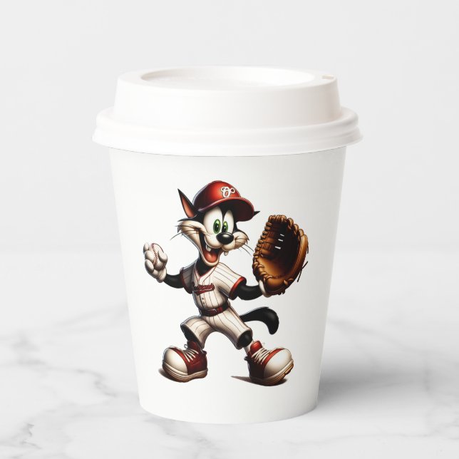 Gobelets En Papier Goofy Cat Baseball Pitcher Monte (Recto)