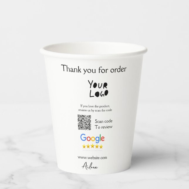 Gobelets En Papier Google examen logo entreprise site Web scanner cod (Recto)