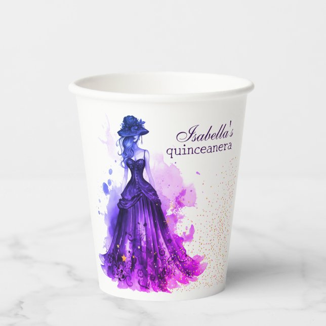 Gobelets En Papier Gothique Glam Quince robe violette (Recto)
