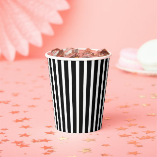 Gobelets En Papier Gothique noir et blanc rayures Anniversaire