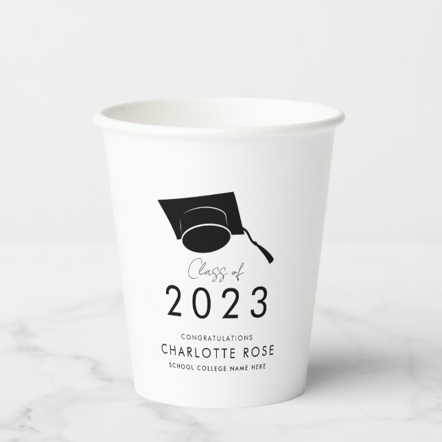 Gobelets En Papier Graduation 2023 Script Typographie Grad Party (Recto)