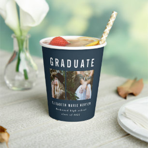 Gobelets En Papier Graduation 2 photo marine bleu typographie moderne