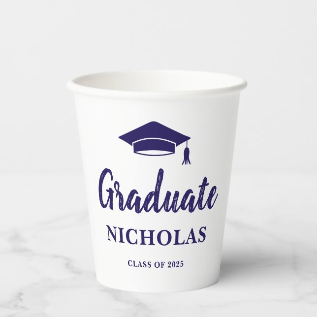 Gobelets En Papier Graduation bleue (Recto)