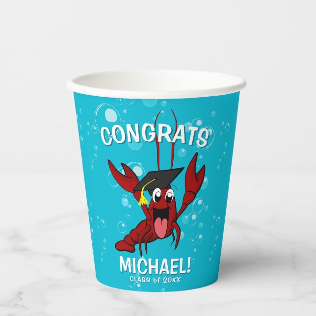 Gobelets En Papier Graduation Crawfish Boil Homard Cute Fruits de mer (Recto)