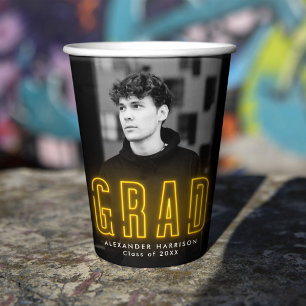 Gobelets En Papier Graduation moderne du néon jaune