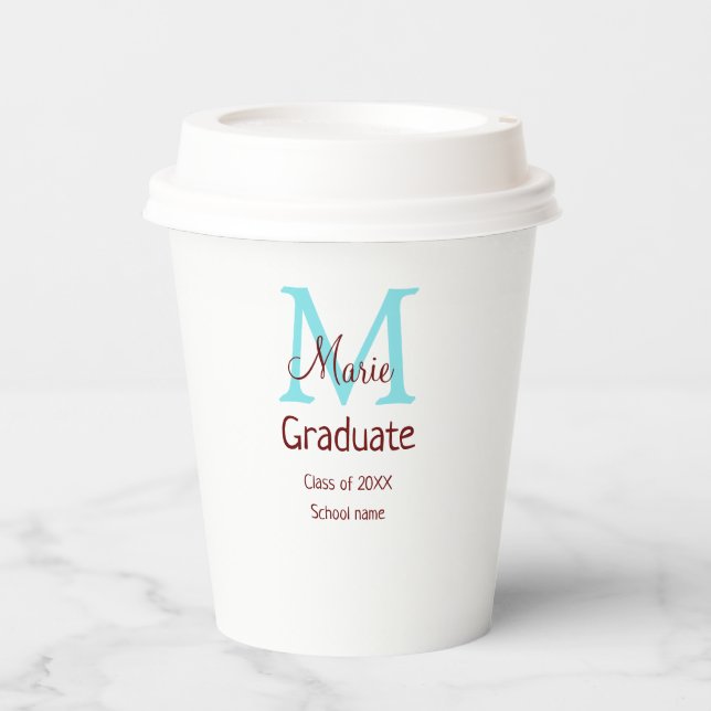 Gobelets En Papier Gradué ajouter nom monogramme vert rose simple min (Recto)