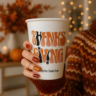 Gobelets En Papier Graffiti blanc moderne Thanksgiving automne automn