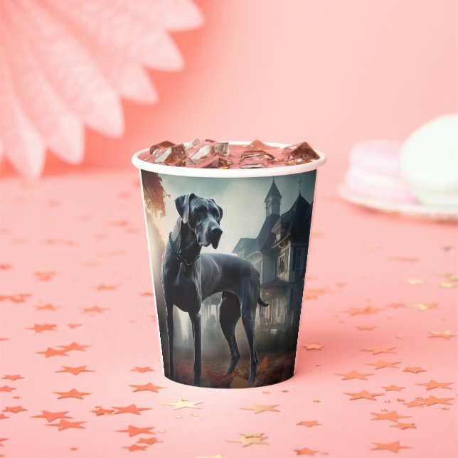 Gobelets En Papier Grand Danois Halloween Effrayant (Insitu)