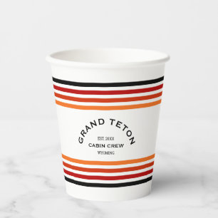 Gobelets En Papier Grand Teton Cabin Club Crête personnalisée Rayure